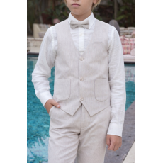  بدلة أولاد رسمية بلون بيج – صديري مع قميص وبوتاي وبنطلون 20469 