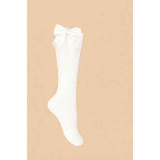جورب أبيض طويل مع فيونكة 12094