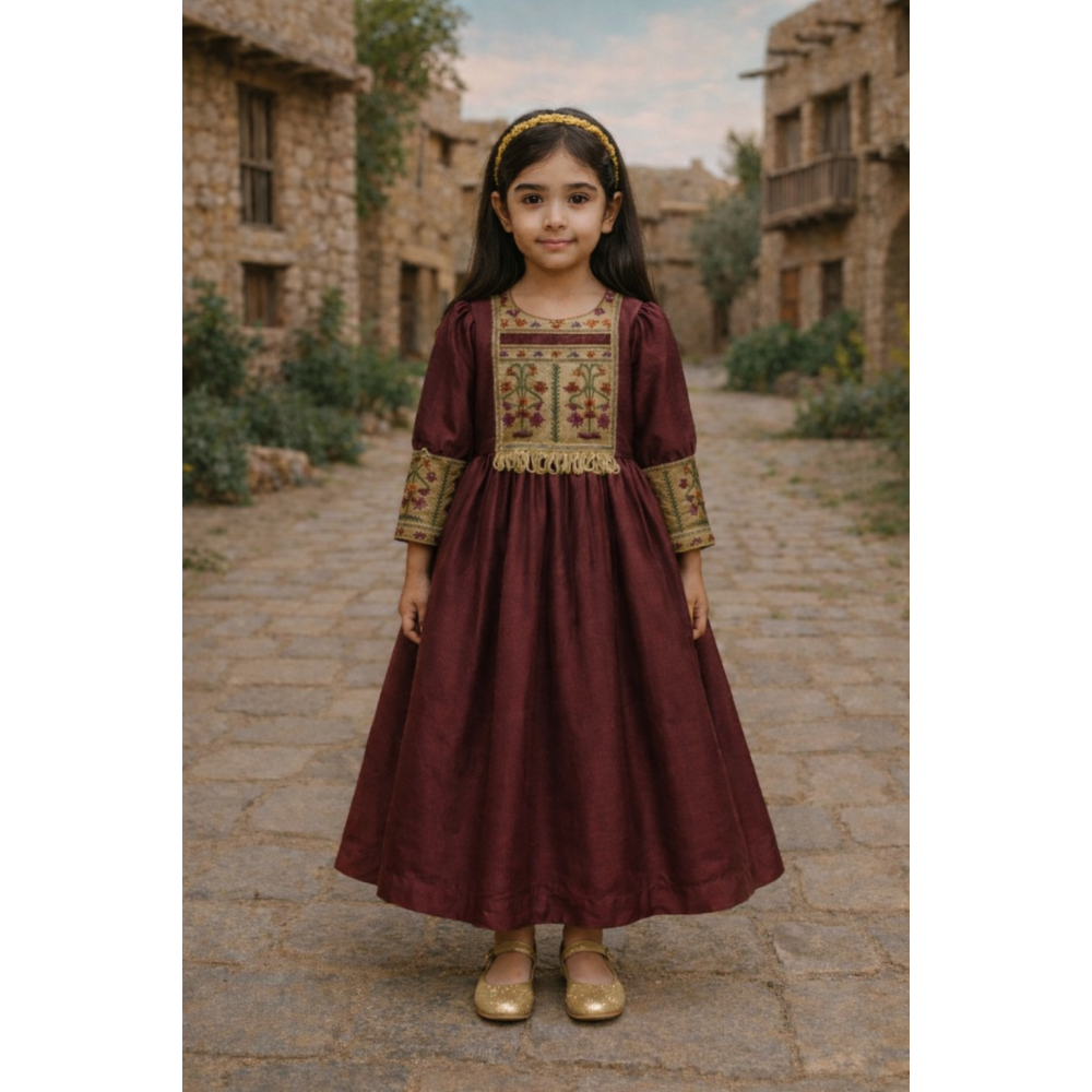 240181 فستان تأسيس عنابي 