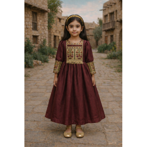 240181 فستان تأسيس عنابي 