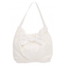 فستان دانتيل كلاسيكي للبنات - أبيض - مع حقيبة 36311