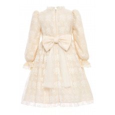 فستان دانتيل كلاسيكي للبنات - بيج - مع حقيبة 36311