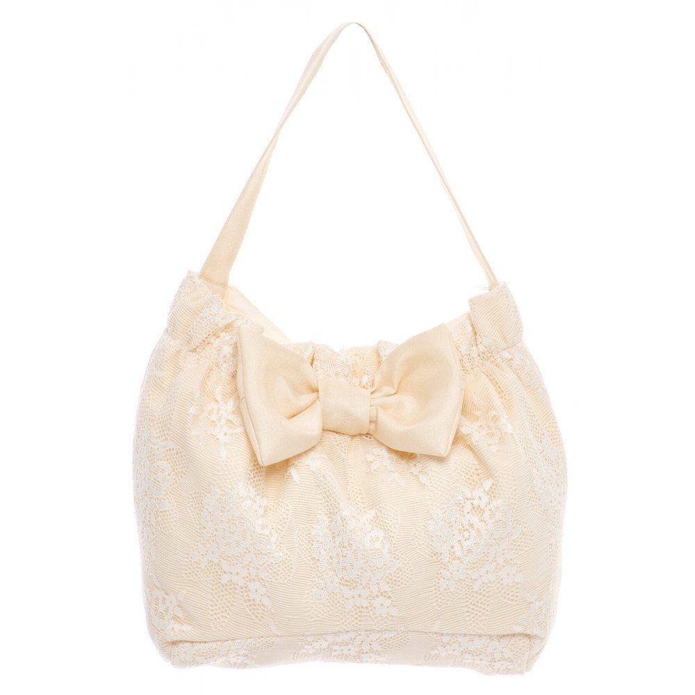 فستان دانتيل كلاسيكي للبنات - بيج - مع حقيبة 36311