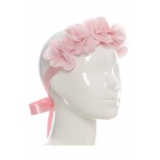 فستان بناتي - وردي - من الاورغنزا مزين بالزهور مع اكسسوار شعر 36392