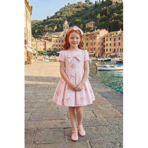 فستان - وردي - مطبوع عليه فيونكات مع طوق شعر 36192