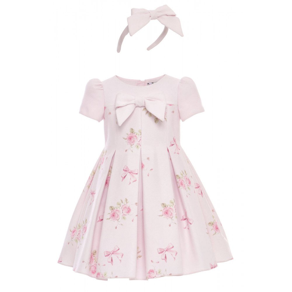 فستان - وردي - مطبوع عليه فيونكات مع طوق شعر 36192