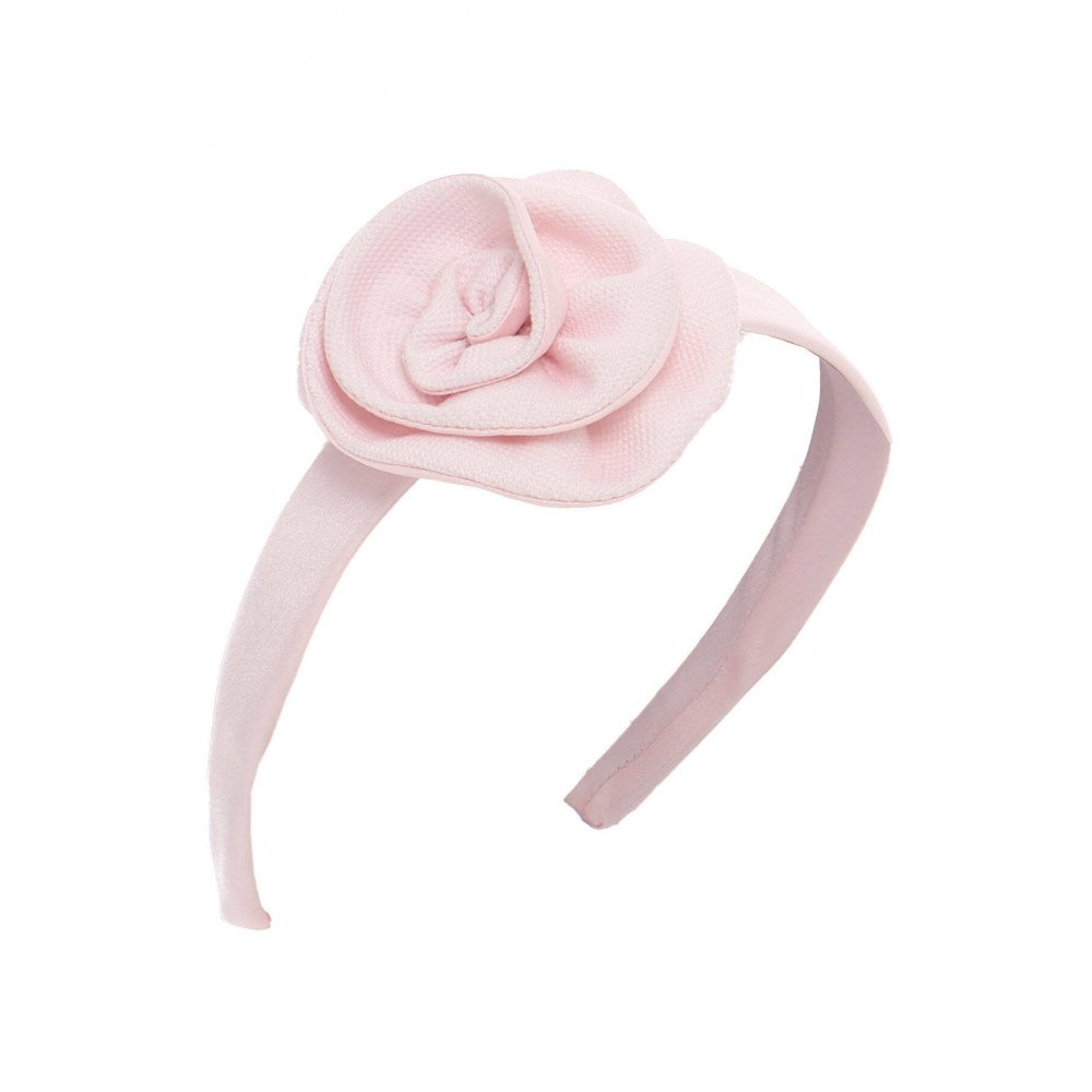 فستان بناتي - وردي - كلاسيكي بنقشة زهور ناعمة واكسسوار شعر 36195