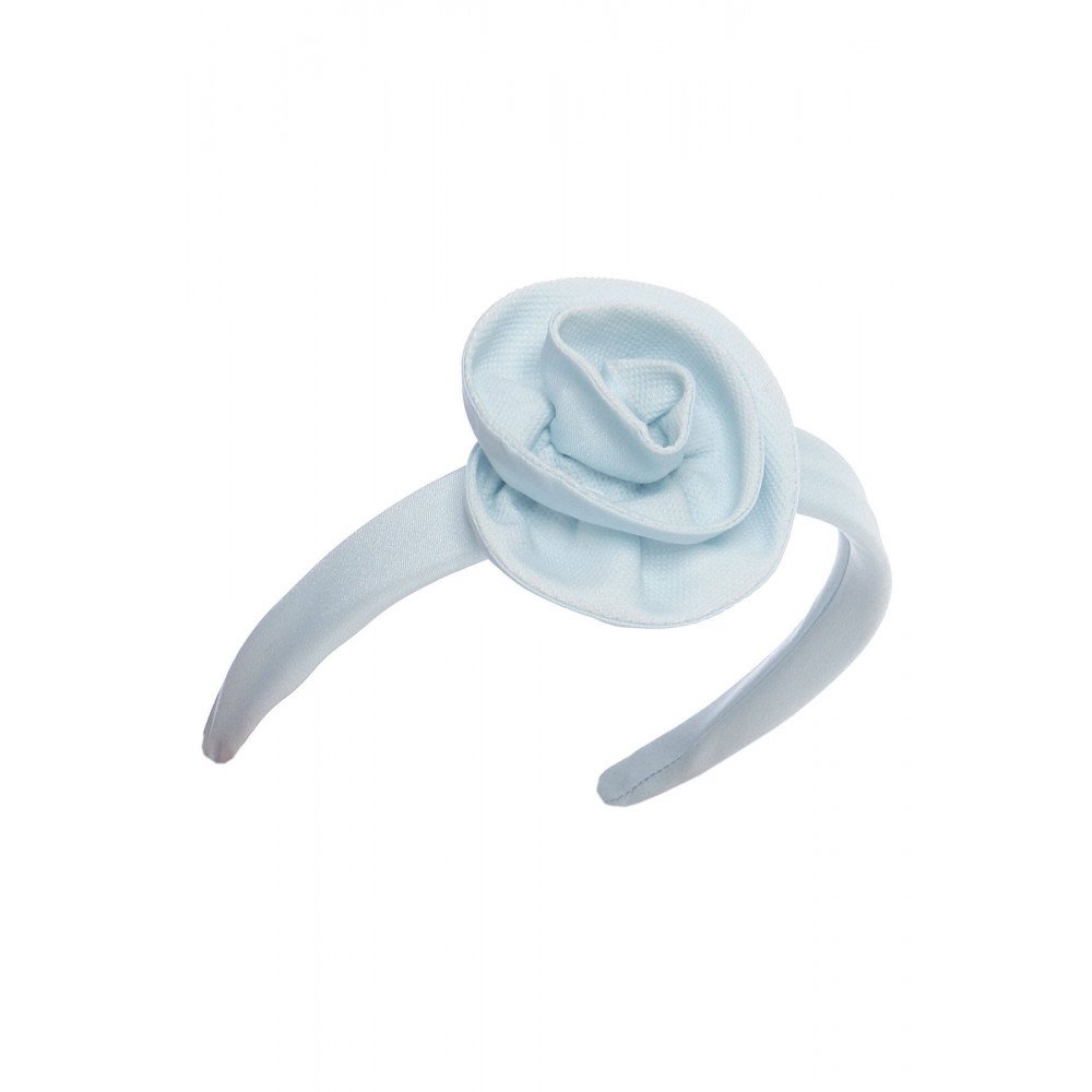 فستان بناتي - سماوي - كلاسيكي بنقشة زهور ناعمة واكسسوار شعر 36195