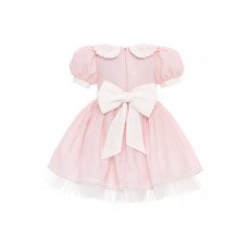 فستان كلاسيكي - وردي - بتفاصيل ناعمة مع اكسسوار شعر 36371