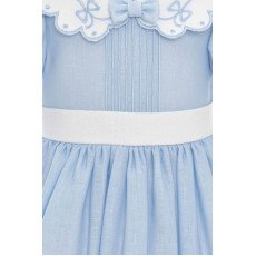 فستان كلاسيكي - سماوي - بتفاصيل ناعمة مع اكسسوار شعر 36371