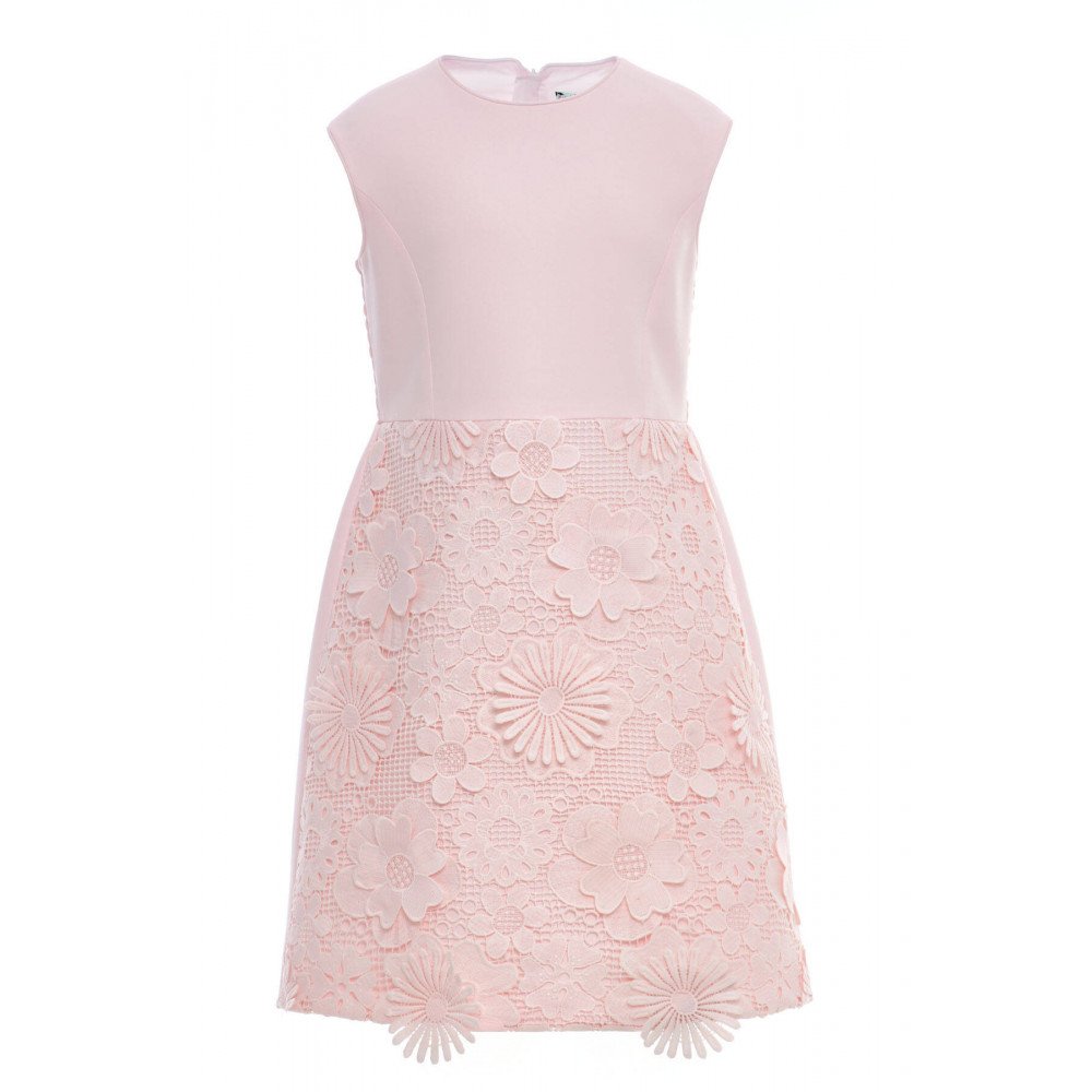 طقم فستان مزين بالورود مع جاكيت رسمي - وردي - لبنات السن المحير 36363