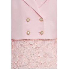 طقم فستان مزين بالورود مع جاكيت رسمي - وردي - لبنات السن المحير 36363