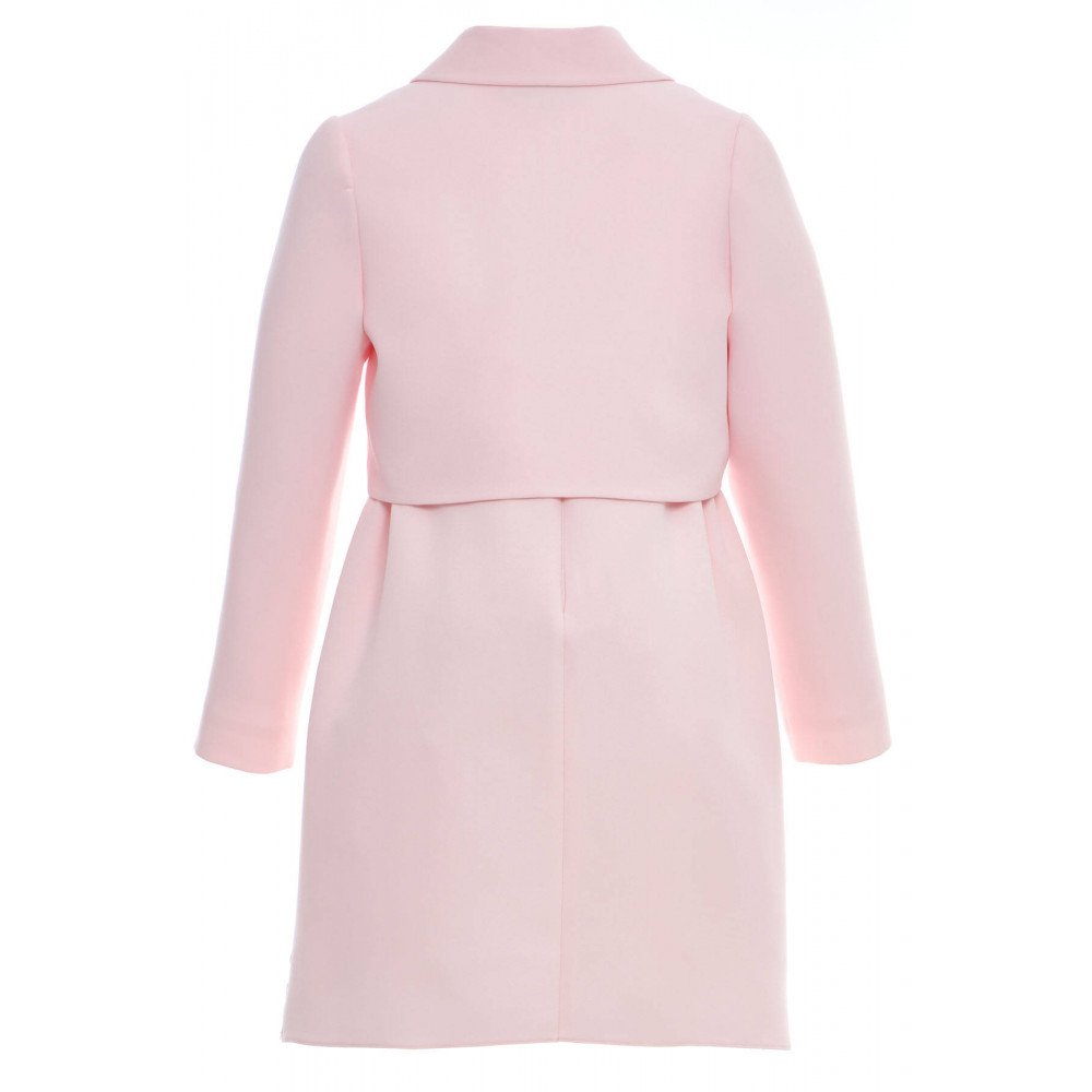 طقم فستان مزين بالورود مع جاكيت رسمي - وردي - لبنات السن المحير 36363