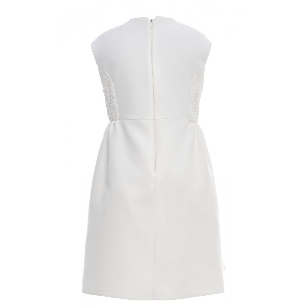 طقم فستان مزين بالورود مع جاكيت رسمي - أبيض - لبنات السن المحير 36363