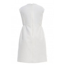 طقم فستان مزين بالورود مع جاكيت رسمي - أبيض - لبنات السن المحير 36363