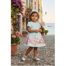 فستان - أزرق - ناعم بطبعة زهور مع اكسسوار شعر 36202