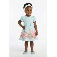 فستان - أزرق - ناعم بطبعة زهور مع اكسسوار شعر 36202