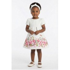 فستان - أبيض - ناعم بطبعة زهور مع اكسسوار شعر 36202