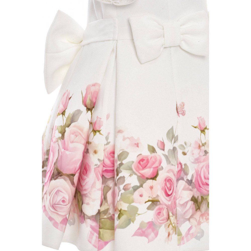 فستان - أبيض - ناعم بطبعة زهور مع اكسسوار شعر 36202