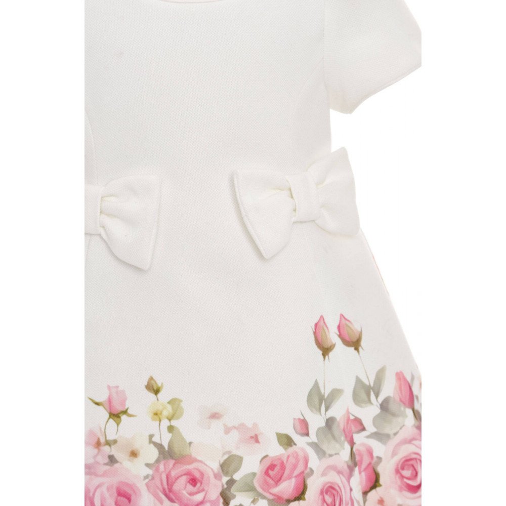 فستان - أبيض - ناعم بطبعة زهور مع اكسسوار شعر 36202