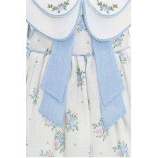 فستان كلاسيكي مطبوع بالزهور ومطرز الياقة مع اكسسوار شعر 36399