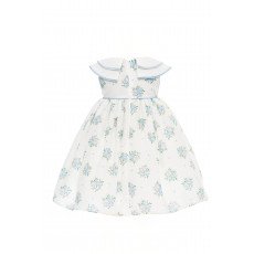 فستان كلاسيكي مطبوع بالزهور ومطرز الياقة مع اكسسوار شعر 36399