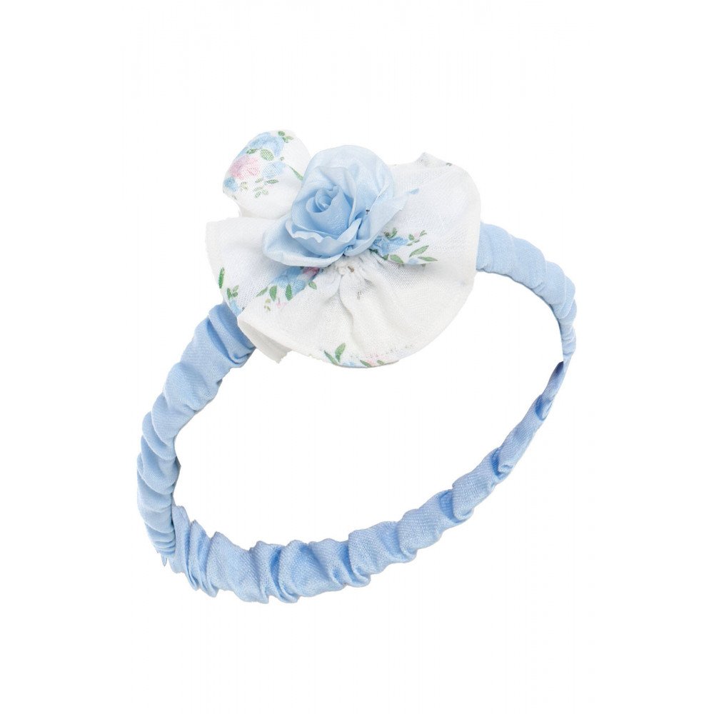 فستان كلاسيكي مطبوع بالزهور ومطرز الياقة مع اكسسوار شعر 36399