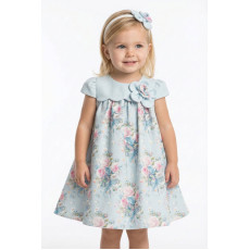 فستان - أزرق - ناعم بطبعة زهور مع اكسسوار شعر 36197