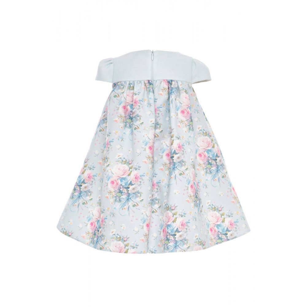 فستان - أزرق - ناعم بطبعة زهور مع اكسسوار شعر 36197