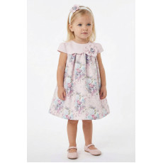 فستان - وردي - ناعم بطبعة زهور مع اكسسوار شعر 36197