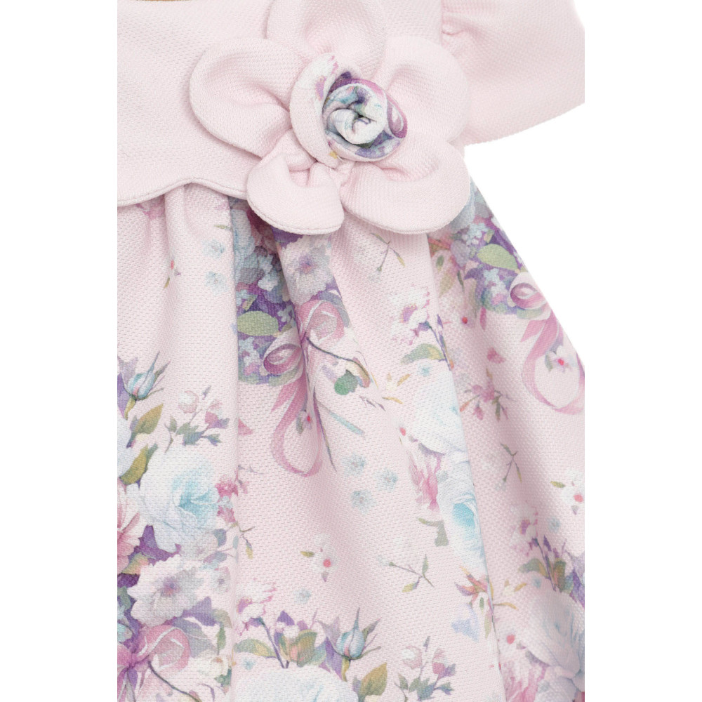 فستان - وردي - ناعم بطبعة زهور مع اكسسوار شعر 36197