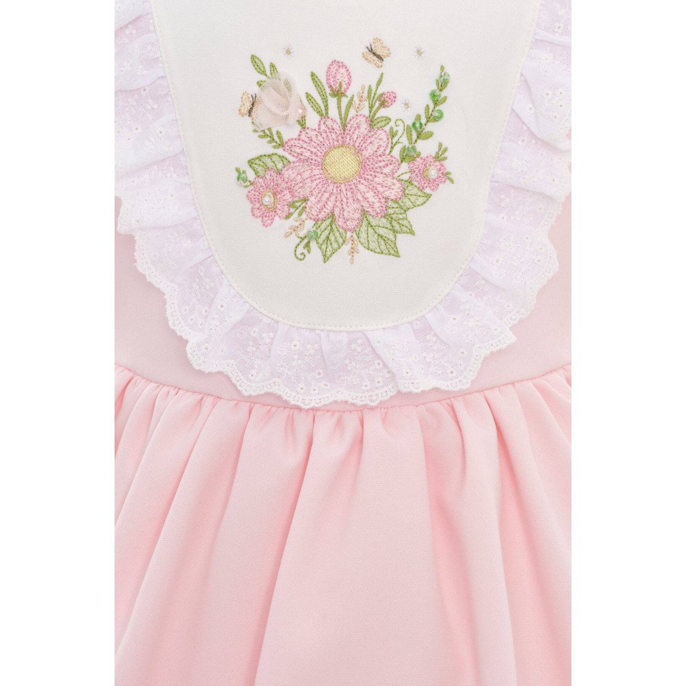 فستان - وردي - بتطريز زهور مع اكسسوار شعر 36122