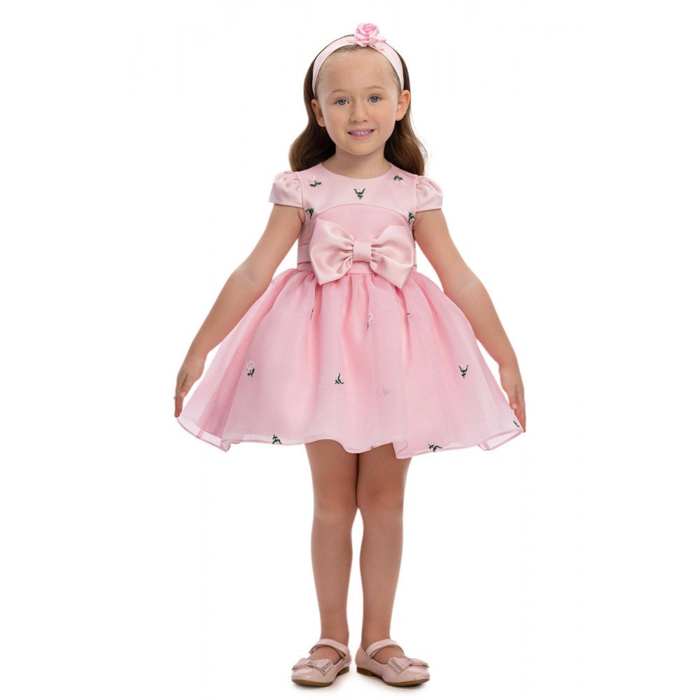 فستان ناعم مطرز مع اكسسوار شعر 36078