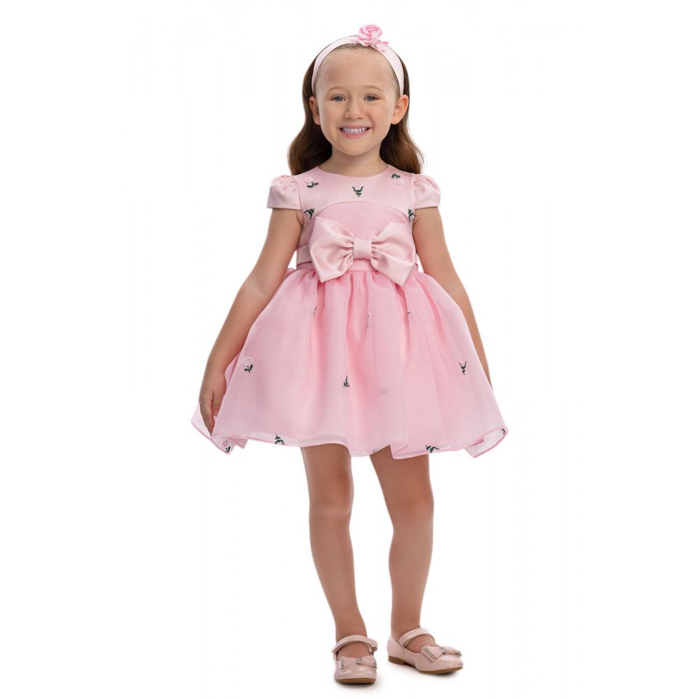 فستان ناعم مطرز مع اكسسوار شعر 36078