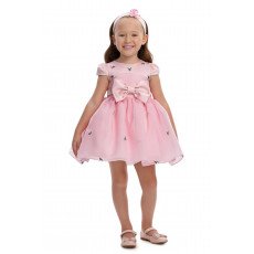 فستان ناعم مطرز مع اكسسوار شعر 36078