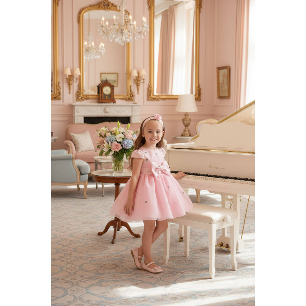 فستان ناعم مطرز مع اكسسوار شعر 36078