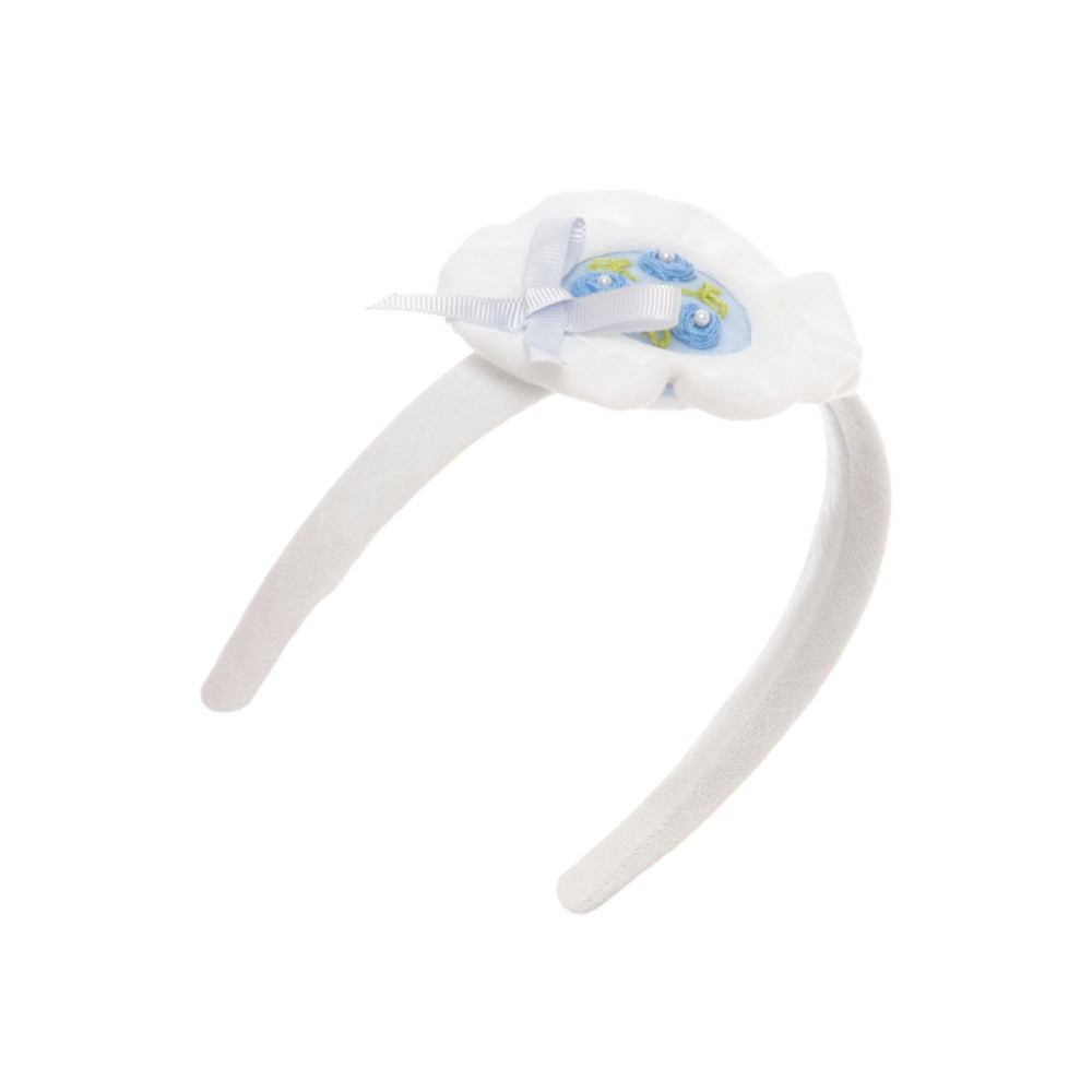 فستان كلاسيكي - أزرق - بتطريز يدوي مع اكسسوار شعر 36383