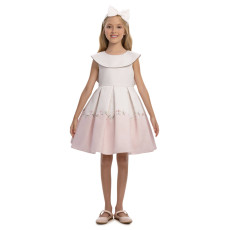 فستان بناتي - وردي - بثنيات ناعمة وحافة فستان بنقشة زهور 36210