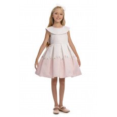 فستان بناتي - وردي - بثنيات ناعمة وحافة فستان بنقشة زهور 36210