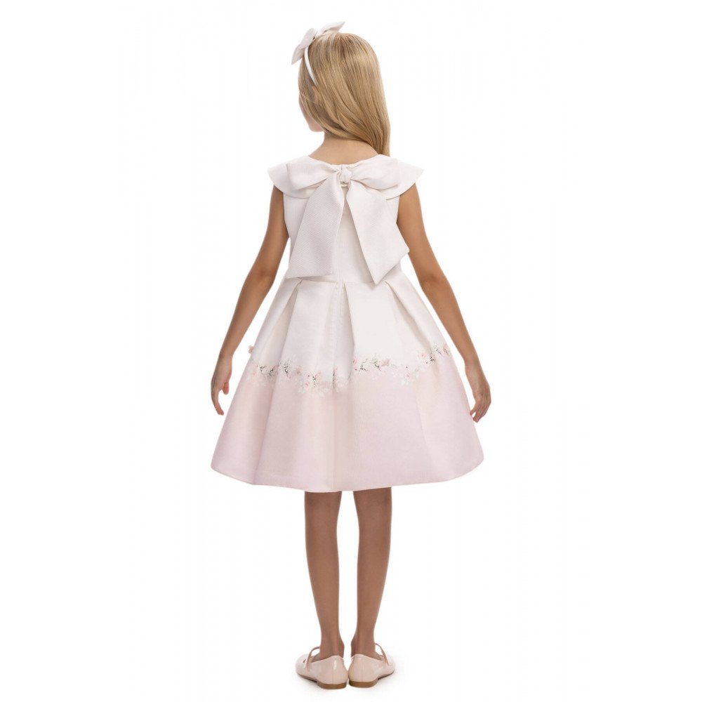 فستان بناتي - وردي - بثنيات ناعمة وحافة فستان بنقشة زهور 36210