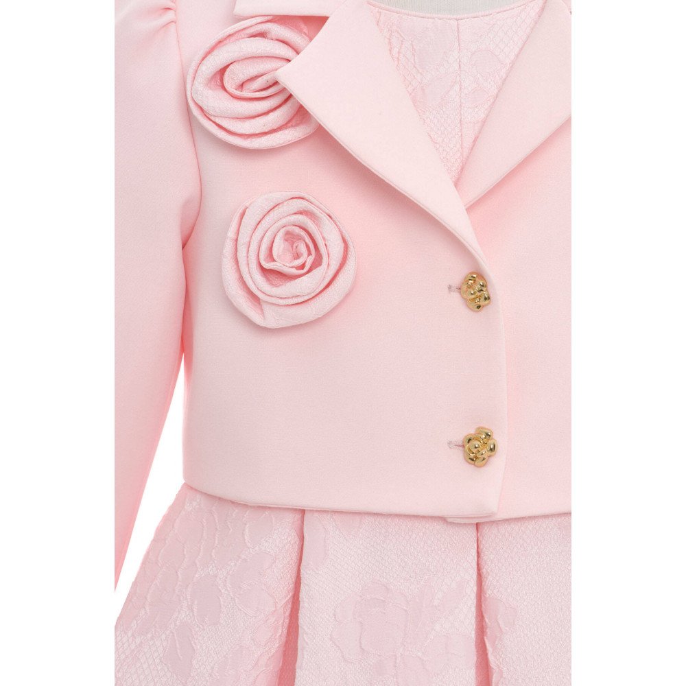 فستان بناتي جاكار مع جاكيت بورود قماشية 36342