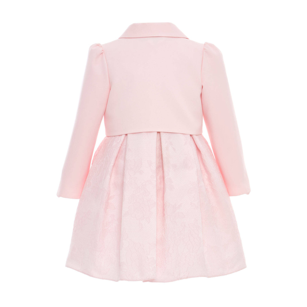 فستان بناتي جاكار مع جاكيت بورود قماشية 36342