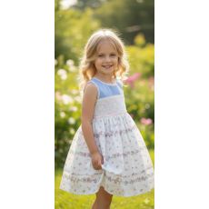 فستان "أحلام الربيع" - قطني ناعم بتفاصيل الدانتيل والزهور 20267