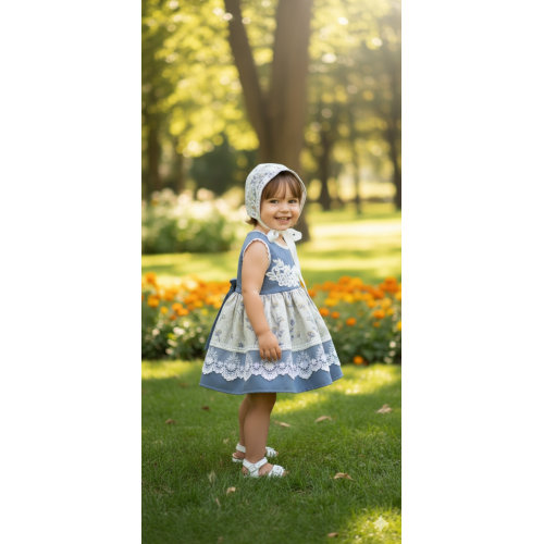طقم طفلة فستان  مع قبعة  – لمسة كلاسيك أنيقة مع تفاصيل دانتيل ناعمة 20261