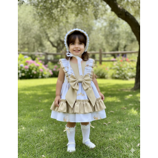 طقم بناتي ازرق هادئ برسومات طفولية و  بتفاصيل كشكش وفيونكة 20265