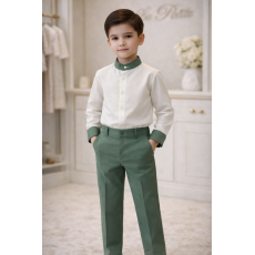 بدلة ولادي قميص بأكمام طويلة وبنطلون أخضر 240681