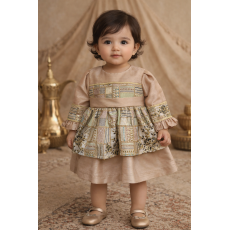 فستان شعبي وردي مطرز 240679