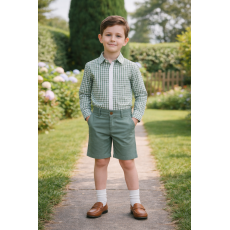  بدلة ولادي قميص كاروهات  وشورت اخضر 202611