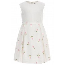 طقم فستان - أبيض - بنقشة زهور مع جاكيت لبنات السن المحير 36299