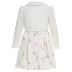 طقم فستان - أبيض - بنقشة زهور مع جاكيت لبنات السن المحير 36299